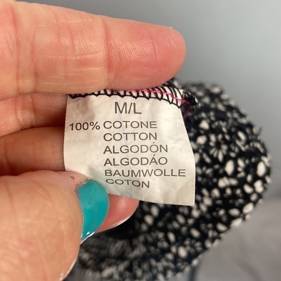 Elisa Immagine Black and White 100% Cotton Floral Print Lightweight Pants - Picture 4 of 5